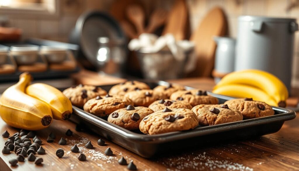 easy banana chocolate chip cookies