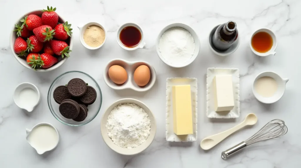 Ingredients-for-Strawberry-Oreo-Cake