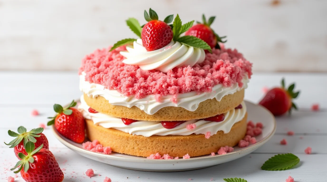 strawberry shortcake crunch cake